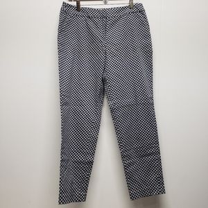 Valerie Bertinelli Geometric Pattern Cropped Pointi Pants Size 6 Navy White Work